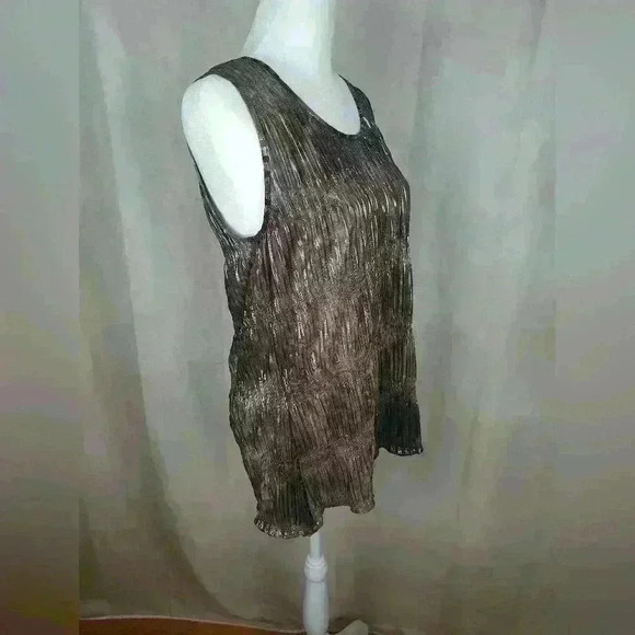 Jennifer Lopez Women tank top Brown Silver sequined shiny Size M - Picture 7 of 10